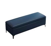 Panca portaoggetti rettangolare moderna in pelle, con cerniere di sicurezza, spaziosa cassettiera portaoggetti, gambe in metallo, blu, 60 cm, perfetta per la casa