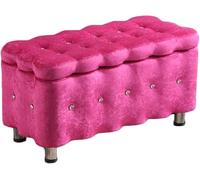 Panca portaoggetti rosa, 60 x 40 x 40 cm, sedile con finestra, sgabello alla fine del letto, sgabello fasciatoio, poggiapiedi salvaspazio, elegante accessorio per la casa