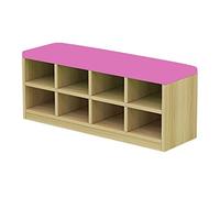 Panca portaoggetti rosa, scarpiera di grande capacità e barriera di sicurezza per centro attività indoor, divano imbottito, facile da pulire, 100 x 30 x 40 cm, perfetta per la camera dei bambini