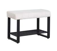 Panca Portascarpe 2 In 1 In Velluto Con Contenitore - Panca Con Struttura In Metallo For Ingresso E Fine Letto, Arancione/bianco/blu/giallo(Beige,60 x 32 x 45 cm)