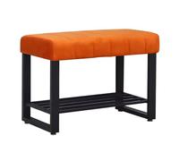 Panca Portascarpe 2 In 1 In Velluto Con Contenitore - Panca Con Struttura In Metallo For Ingresso E Fine Letto, Arancione/bianco/blu/giallo(Orange,60 x 32 x 45 cm)