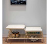 Panca Portascarpe A 2 Ripiani Con Seduta Imbottita - Panca Portaoggetti In Metallo For Ingresso - 80x35x42 Cm Grigio(100x35x42cm)