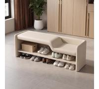 Panca Portascarpe a Doppia Altezza, Pouf Imbottito Contenitore per Ingresso | Panca in Pelle con Scarpiera Aperta, Seduta Multiuso per Ingresso, Camera e Soggiorno.(White,120cm/47.2in)