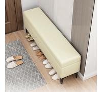 Panca portascarpe a fine letto per camera da letto o ingresso versatile con scomparto bianco sporco (150X40X43Cm)