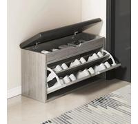Panca portascarpe con cassetto ribaltabile, panca portascarpe con contenitore superiore sollevabile, panca portascarpe con cuscino imbottito per ingresso, soggiorno, camera da letto (grigio