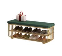 Panca portascarpe con cuscini, struttura in acciaio, panca portascarpe a doppio strato, adatta for ingresso, corridoio, camera da letto, porta d'ingresso(Color3,120cm)