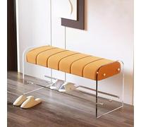Panca portascarpe con cuscino in velluto, 39,3" in acrilico, portascarpe da ingresso, pouf contenitore imbottito per porta d'ingresso, elegante arancione nizer