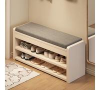 Panca Portascarpe Con Seduta Imbottita, Panca Portascarpe Imbottita in Tessuto Per Ingresso, Organizer Portascarpe A 2 Livelli, Per Ingresso, Porta, Camera Da Letto, Casa, Dormitorio,Bianca,60cm