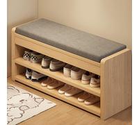 Panca Portascarpe Con Seduta Imbottita, Panca Portascarpe Imbottita in Tessuto Per Ingresso, Organizer Portascarpe A 2 Livelli, Per Ingresso, Porta, Camera Da Letto, Casa, Dormitorio,Wood,80cm