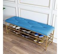 Panca portascarpe con seduta in similpelle, per ingresso, con ripiano dorato, scaffale, grigio, 100 x 35 x 45 cm (dimensioni: 120 x 35 x 45 cm, colore: blu).