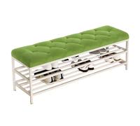 Panca Portascarpe Imbottita Con Cuscino In Velluto, Panca Portaoggetti For Ingresso Con Struttura In Metallo Bianco(Green,60 x 30 x 45 cm)