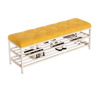 Panca Portascarpe Imbottita Con Cuscino In Velluto, Panca Portaoggetti For Ingresso Con Struttura In Metallo Bianco(Yellow,100 x 30 x 45 cm)