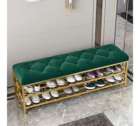 Panca portascarpe imbottita di lusso di grande capacità con seduta in velluto, panca portascarpe moderna con portaoggetti for stivali, for mobili in stile corridoio(Green,100x25x46cm(39x10x18inch))
