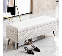 Panca portascarpe imbottita in pelle per camera da letto e ingresso, design moderno bianco 80X40X45Cm