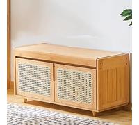 Panca portascarpe in rattan con 2 cassetti pieghevoli, panca nascosta alla fine del letto, panca portascarpe, sgabello for cambiare le scarpe, organizer for ingresso, corridoio, camera da letto(A)