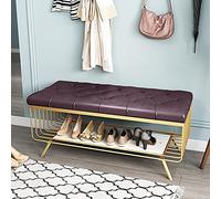 Panca portascarpe moderna in metallo di alta qualità con sgabello per cambiare le scarpe in similpelle per soggiorno, camera da letto, ingresso, corridoio, marrone 60x35x45 cm (24x14x18 poll