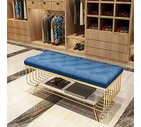 Panca portascarpe moderna in metallo di alta qualità con sgabello per cambiare le scarpe in similpelle per soggiorno, camera da letto, ingresso, corridoio - Blu navy 60x35x45 cm (24x14x18 po