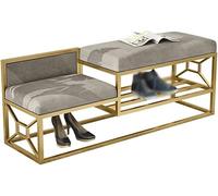 Panca portascarpe multiuso in metallo con organizer e seduta imbottita per ingresso, grigia (100 * 35 * 45 cm)