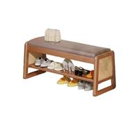 Panca portascarpe, panca portascarpe in legno massello con traversa a forma di, con ripiano portaoggetti e cuscino, adatta for corridoio e camera da letto(Color3,50cm)