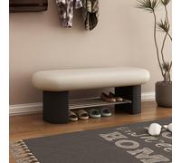 Panca portascarpe per scarpe, per scarpe, per fine letto, portaoggetti in similpelle per ingresso, multiuso Orga, per ingresso, corridoio, Mumroom (bianco nero, 60 cm)