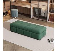 Panca portascarpe scarpiera verde in similpelle, portaoggetti per ingresso, soggiorno o camera da letto, scarpiera imbottita con poggiapiedi nascosto e per la fine del letto, 100 cm