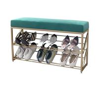 Panca Portascarpe Stretta Con Seduta In Velluto - Panca Portaoggetti In Metallo For Ingresso, Grigio/rosa/verde(Green,100 x 25 x 48 cm)