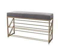 Panca Portascarpe Stretta Con Seduta In Velluto - Panca Portaoggetti In Metallo For Ingresso, Grigio/rosa/verde(Grey,60 x 25 x 48 cm)