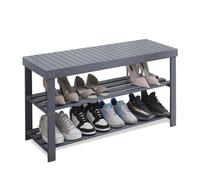 Panca portascarpe Una scarpiera a tre ripiani for lo sgabello for cambiare le scarpe all'ingresso, for il bagno e for lo spazio di archiviazione del soggiorno(Gray)