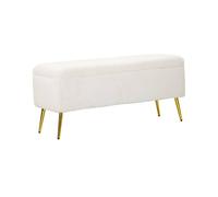 Panca Purus, Panchina Multiuso, Seduta per Ospiti, Cassapanca Multifunzione, 112x42 h50 cm, Bianco e Oro