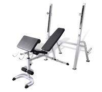 Panca regolabile per sollevamento pesi, con cuscino curl per braccia e supporto per manubri, panca fitness per allenamento completo del corpo a casa