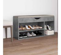 Panca Scarpe con Cuscino Grigio Cemento 104x30x49cm Multistrato