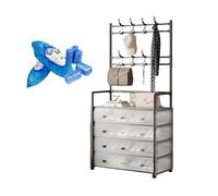 Panca Scarpiera A 4/5 Livelli, Appendiabiti Scaffale Per Scarpe In Metallo, Porta Scarpe Mobile Portaoggetti, Ripiani In Coperture Laterali O Alette, Ganci E Copriscarpe(Black,57*35*168 cm)