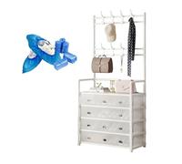 Panca Scarpiera A 4/5 Livelli, Appendiabiti Scaffale Per Scarpe In Metallo, Porta Scarpe Mobile Portaoggetti, Ripiani In Coperture Laterali O Alette, Ganci E Copriscarpe(White,77*35*168 cm)