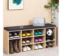 Panca Scarpiera Casa Multiuso 10 Ripiani Porta Scarpe Cuscino Eco Pelle Beige