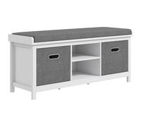 Panca Scarpiera con Ripiano Regolabile a 3 Livelli e 2 Cassetti 105x35x47 cm in Truciolato Bianca e Grigia