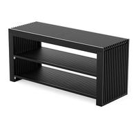 Panca Scarpiera da Ingresso con Seduta e 2 Ripiani in Bambù Nero - Scarpiera Ingresso 90x33x43cm, Porta Scarpe da Entrata in Legno, Raccogliscarpe Bassa e Lunga per Corridoio | Capacità 250kg