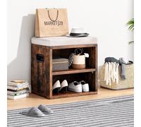 BAKAJI Panca Scarpiera da Ingresso con Cuscino Imbottito ad Alta Densità, Mobiletto Porta Scarpe con 1 Mensola e 2 Scomparti, Salvaspazio e Versatile, Maniglie Ergonomiche 44 x 30 x 40 cm (Industrial)