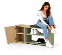 Panca Scarpiera Ingresso Casa 2 Ripiani Porta Scarpe con Anta e Cuscino Verde