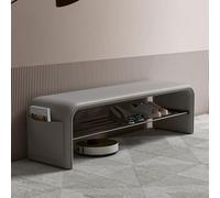 Panca Scarpiera, Panca Portascarpe, Panca Scarpiera Da Ingresso, Con Cuscino In Pelle, Stile Moderno, Struttura In Metallo, Salvaspazio, Per Ingresso, Corridoio, Bagno, Soggiorno(Grey,120cm/47.2in)