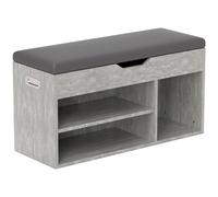 Panca Scarpiera Salvaspazioni con Vani a Giorno e a Scomparsa 80x30x45 cm Nero e Grigio