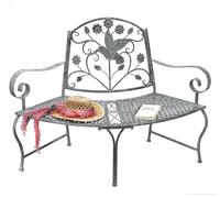 Panca semicircolare in metallo resistente alle intemperie grigia 130 cm panca...