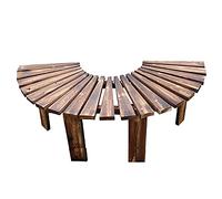 Panca semicircolare in teak, con schienale scoperto, in legno, stile retrò, mobili da parco, 120 x 40 cm, sedia circolare in legno massello resistente, per rilassarsi in giardino