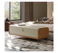 Panca Sgabello Letto Panca poggiapiedi moderna portaoggetti in ecopelle con base in metallo, panca imbottita for camera da letto, poggiapiedi for camera da letto, soggiorno, ingresso Contenitore per l