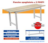 Panca spogliatoio con doghe legno - 3 POSTI - Misura L.100 P. 35 H.45 (cm)