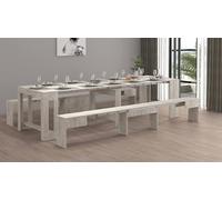 Panca Torquato, Set di 2 sedute per Tavolo da Pranzo, Panche allungabili, 290x25h45 cm, Cemento