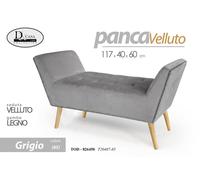PANCA VELLUTO GRIGIO CLASSICA MODERNA CAMERA LETTO INGRESSO SALOTTO 1174060cm