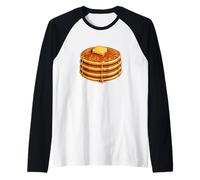 Pancake Butter Honey Brunch Breakfast Pancakes Day Foodie Maglia con Maniche Raglan