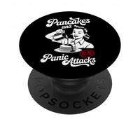 Pancake e attacchi di panico, divertente, umorismo retrò, pigiama da notte PopSockets PopGrip Adesivo