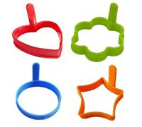 Pancake Mold, Silicone Pancake Shaper, Non-Stick Crumpet Ring with 3.94x3.94x2.76 Inches Size, Kitchen Gadget for Breakfast, Camping, Burger, Indoor Cooking, Blue, Green, Red