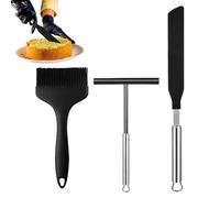 Pancake Spreader - 3 Pieces Crepe Spatula Pancake Scraper Tool | Silicone Crepe Spreader Spatula Set | Heat-Resistant Baking Tools for Frying, Sauteing, Home Cooking, Breakfast, Bakery, Restaurant